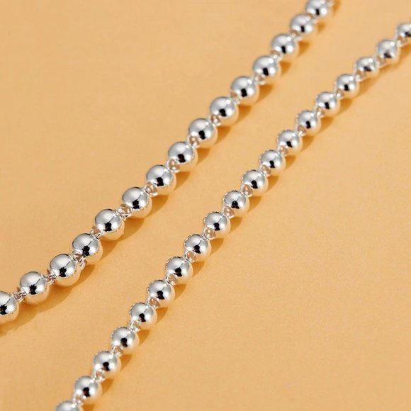 *NEW 925 Sterling Silver 18'' Bead Necklace - Picture 6 of 6